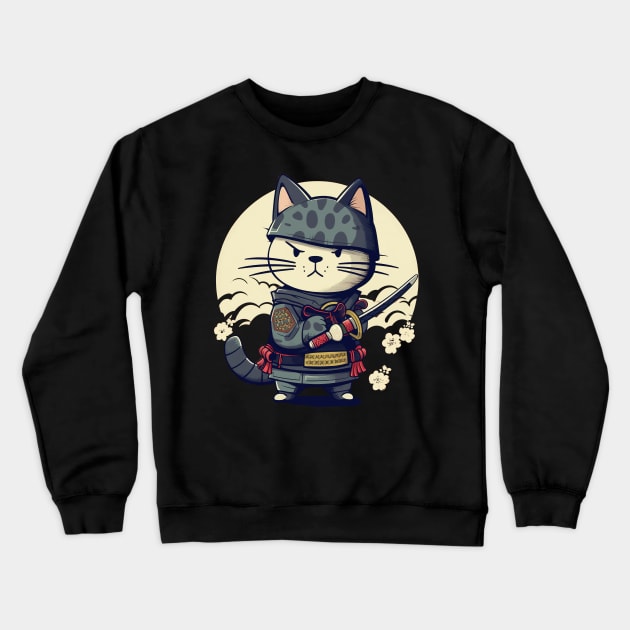 The samurai kitty Crewneck Sweatshirt by geekmethat